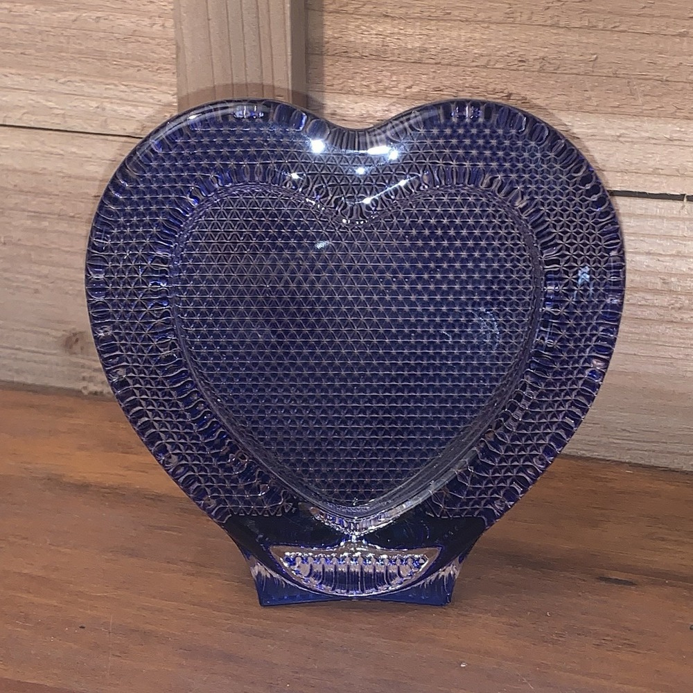 Studio Nova Picture Frame Glass Cobalt Blue Heart Shaped 5.5"x5.5" Tabletop‎ EUC